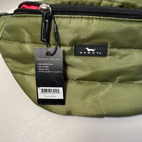 Scout Bags Sun Belt Fanny Pack Crossbody Bag Green Puffer Zip Adj Strap Zips NWT - Picture 3 of 7